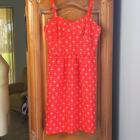J. Crew Dresses & Skirts - J.crew sweet summer dress, red with white geometric print small Baby Doll.